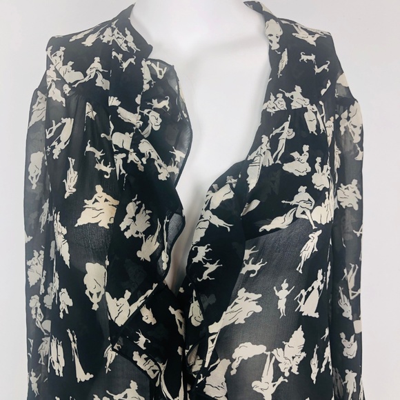 HD In Paris Ruffled Picea Black Dance Music Blouse - Picture 3 of 6